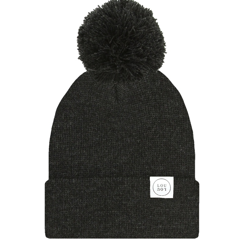 Beanie with Pom – Heathered Black