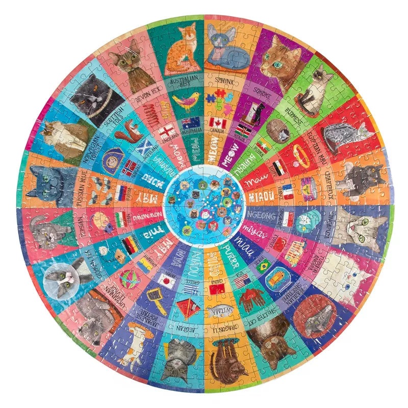 eeBoo Cats Of The World 500 Round Puzzle