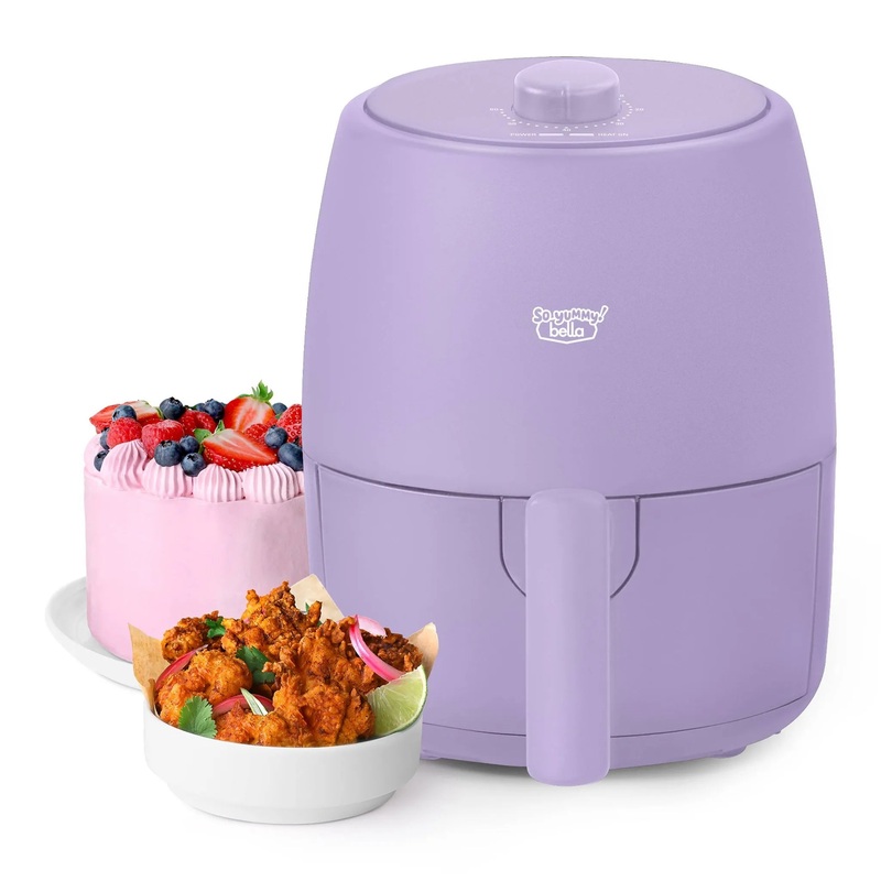 2Qt Lavender Air Fryer with 1200W Power and Dishwasher-Safe Parts