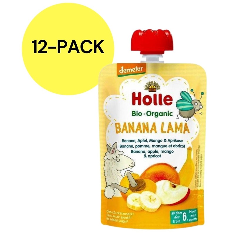 Holle Organic Pouches 6+ – Banana Llama Fruit Puree (12 Pack)
