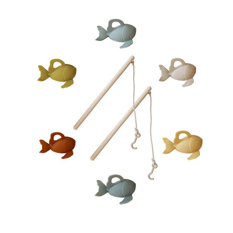 Silicone and Wood Fishing Play Set