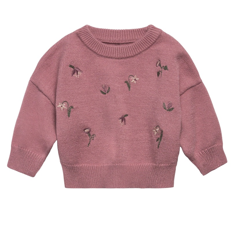 Baby Girls Rose Floral Embroidered Viscose Sweater