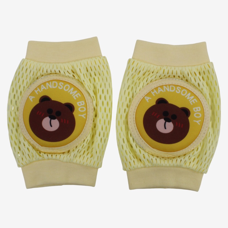 Baby Knee Mesh Pads  Yellow with Bear Design