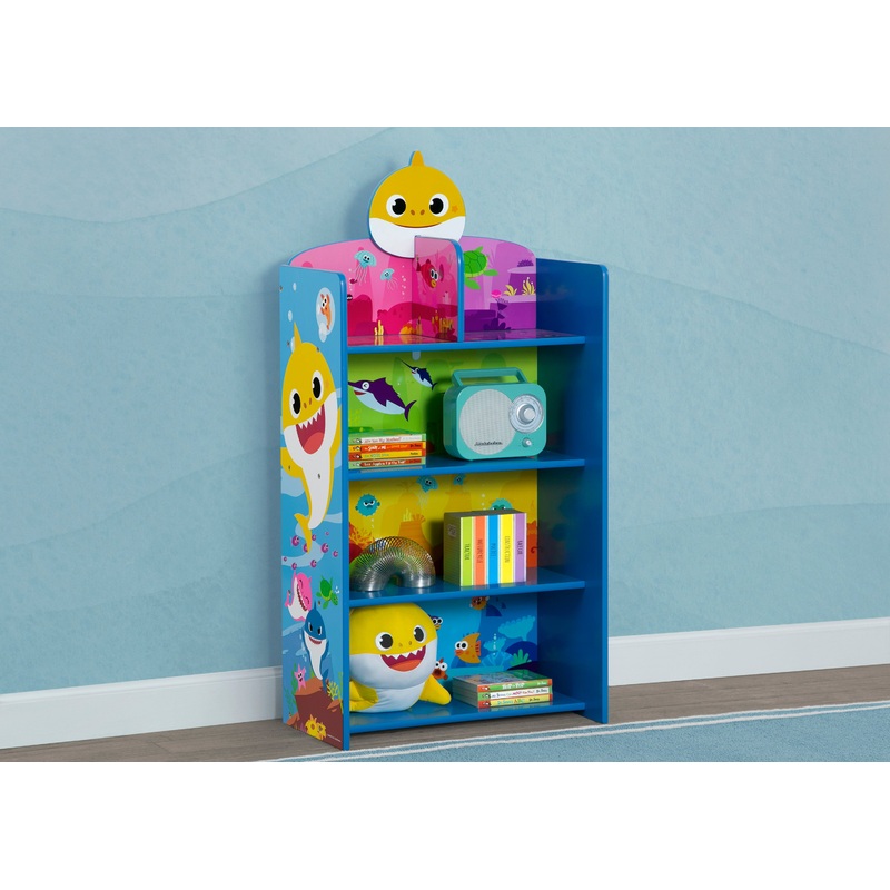 Baby Shark Wooden Playhouse 4-Shelf Bookcase for Kids