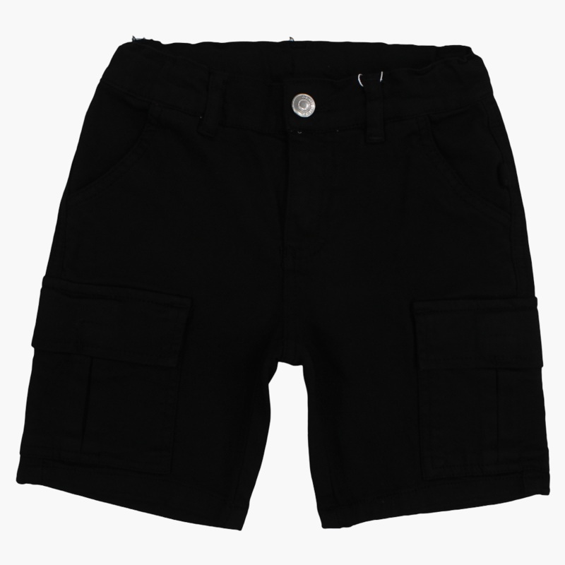 Boys Gabardine Cargo Shorts – Black