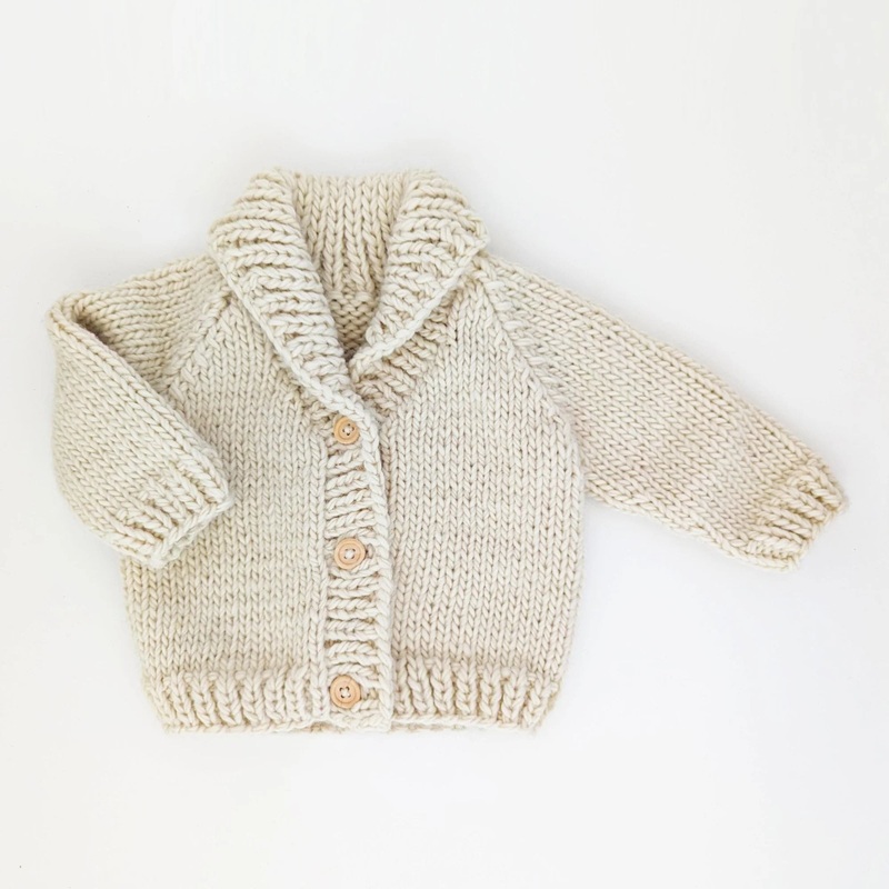 Huggalugs Shawl Collar Cardigan – Natural