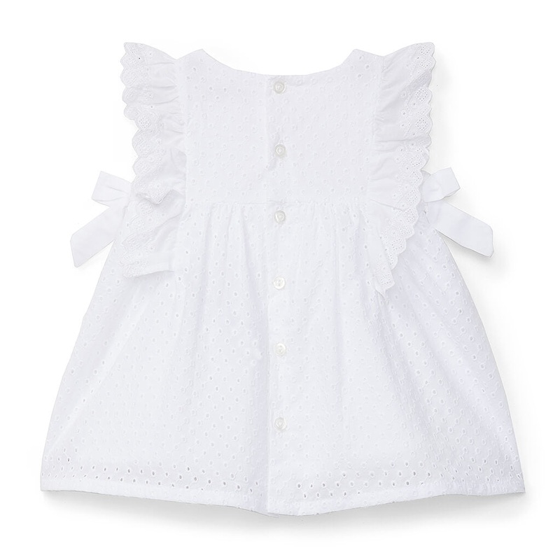 Sleeveless White dress with English Embroidery