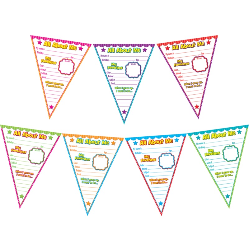 All About Me Pennants Bulletin Board Display Set