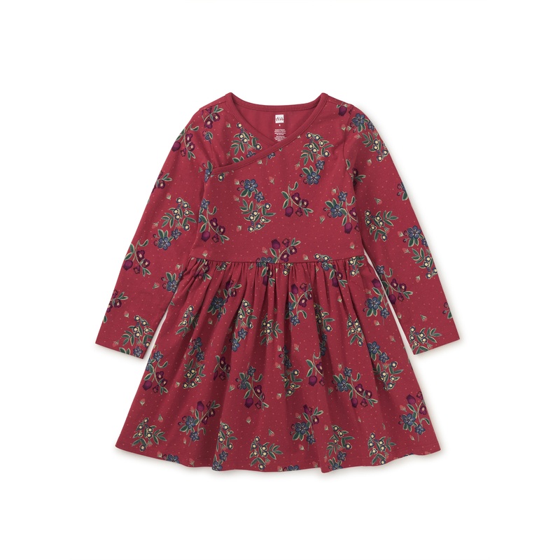 Tea Collection Long Sleeve Wrap Neck Dress – Turkish Tea Floral