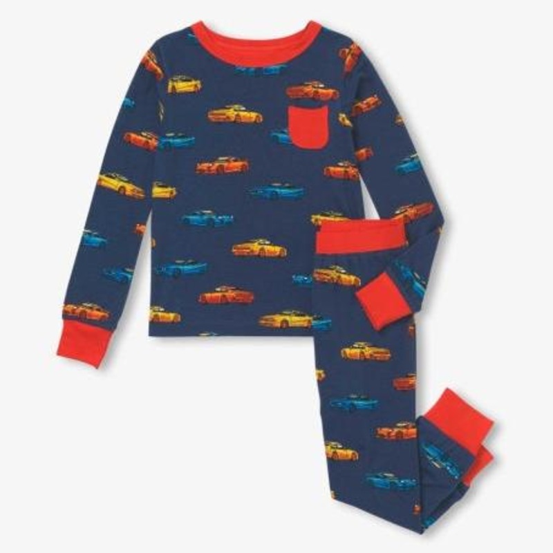 Hatley Vaporwave Cars Bamboo Pajama Set | Ensign Blue