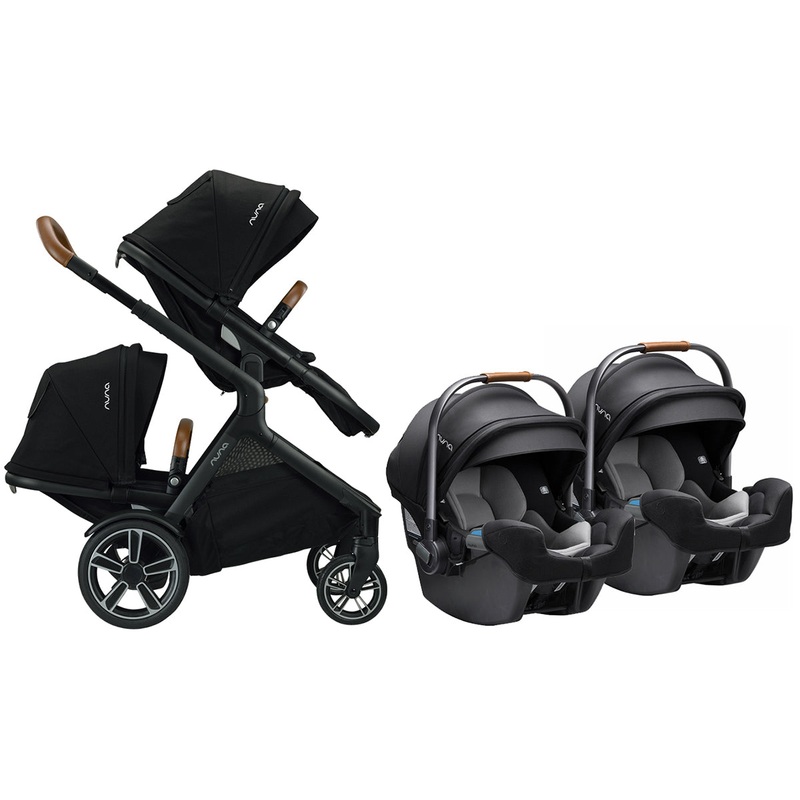 Nuna DEMI Grow + PIPA RX Twin Travel System Bundle – Caviar/Caviar