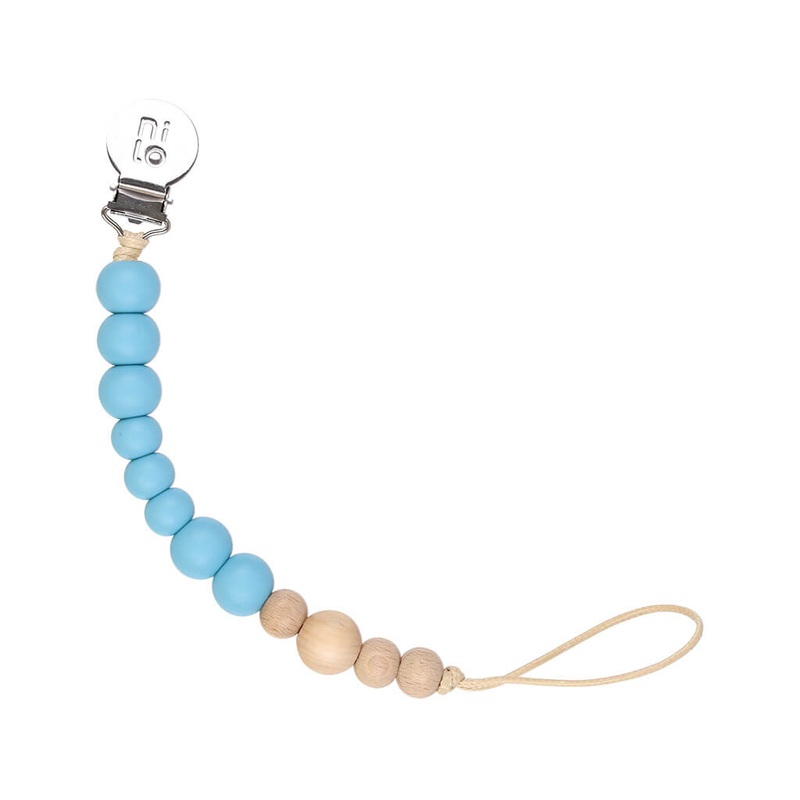 Wood + Silicone Beads Pacifier Holder Marine Blue