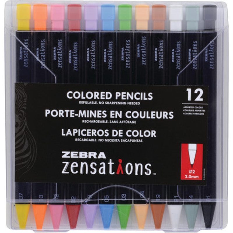 Zensations Refillable Mechanical Colored Pencils, Pack of 12
