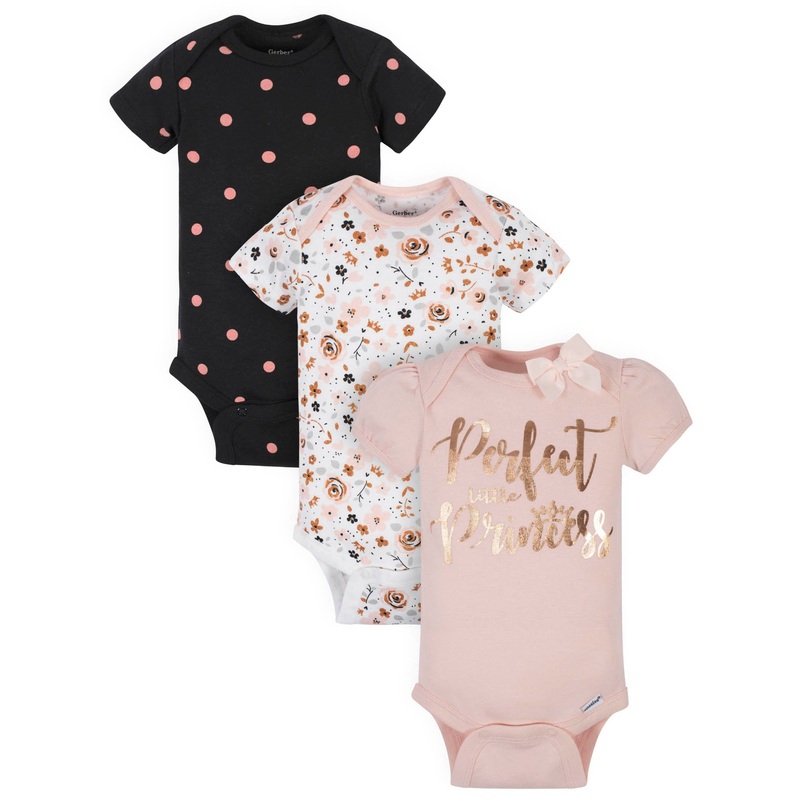 3-Pack Baby Girls Pink Onesies Bodysuits