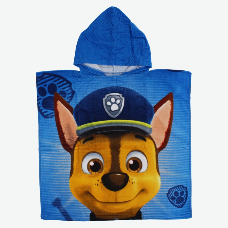 Boys Poncho Beach Towel with Hoodie  Indigo with Paw Patrol Print