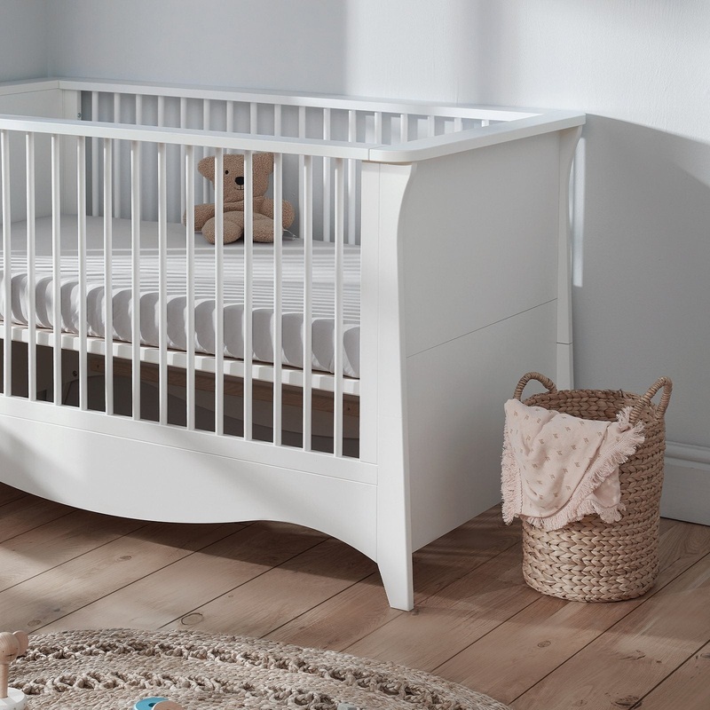 CuddleCo – Clara 3 Piece Nursery Furniture Set (Cot Bed, Dresser & Wardrobe) – White