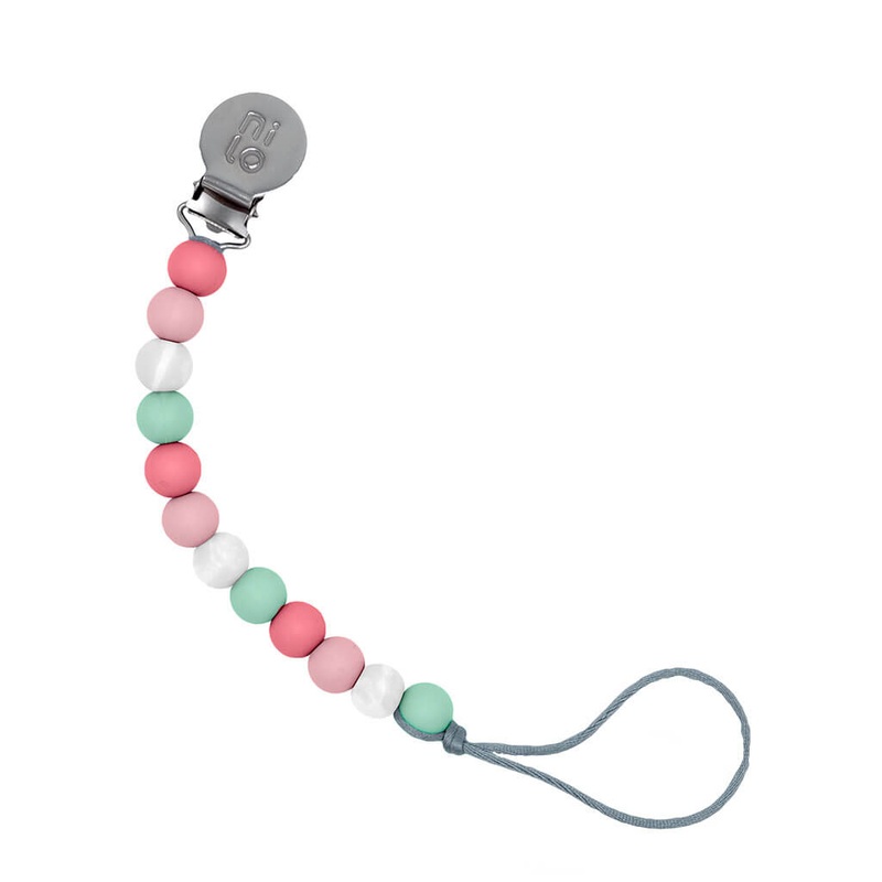 Small Silicone Beads Pacifier Holder Pink Mint