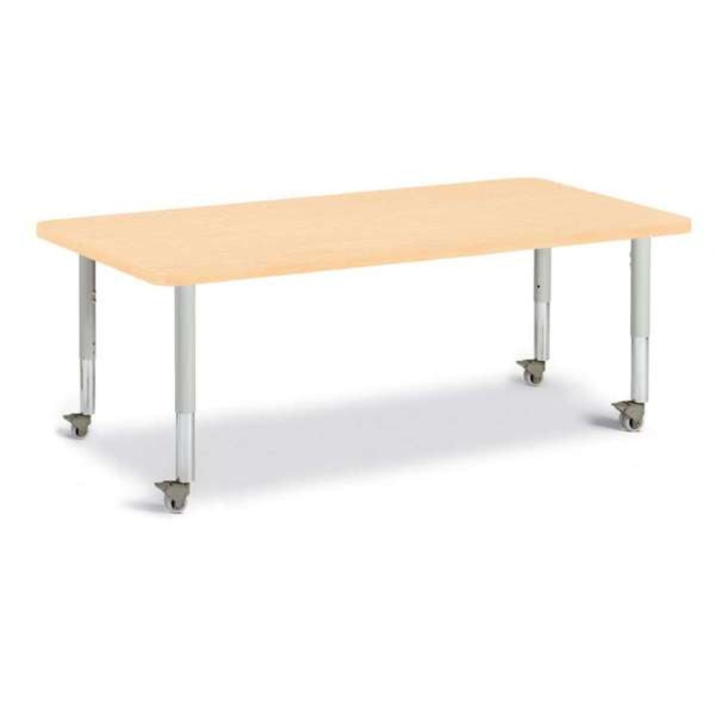 Berries Rectangle Activity Table – 30″ X 60″, Mobile – Maple/Maple/Gray