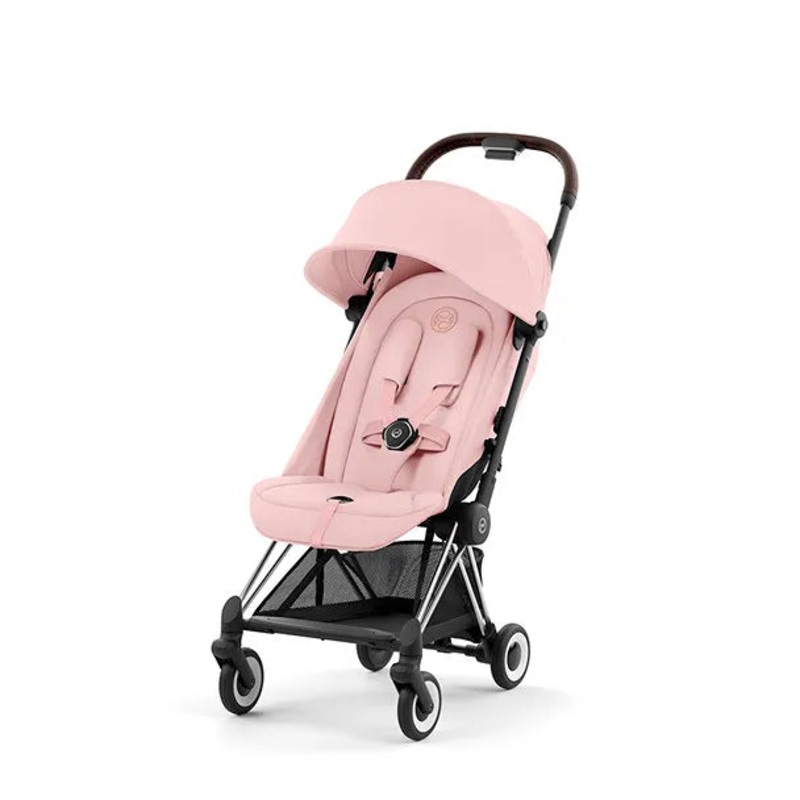 COYA Stroller – Chrome Frame + Peach Pink Seat
