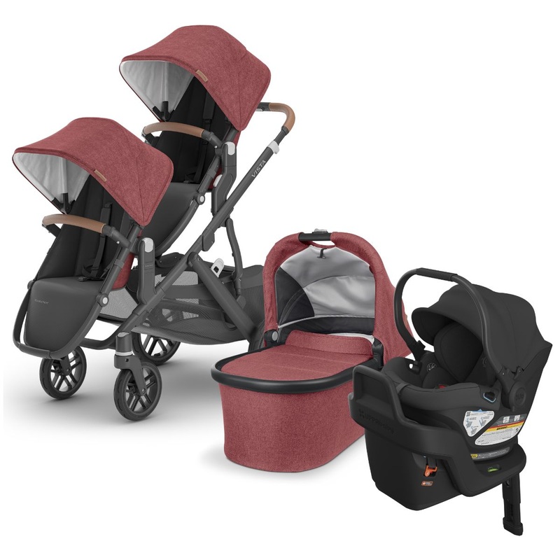UPPAbaby VISTA V2 Double Stroller + Aria Travel System Bundle with Rumble Seat V2+ – Lucy / Jake