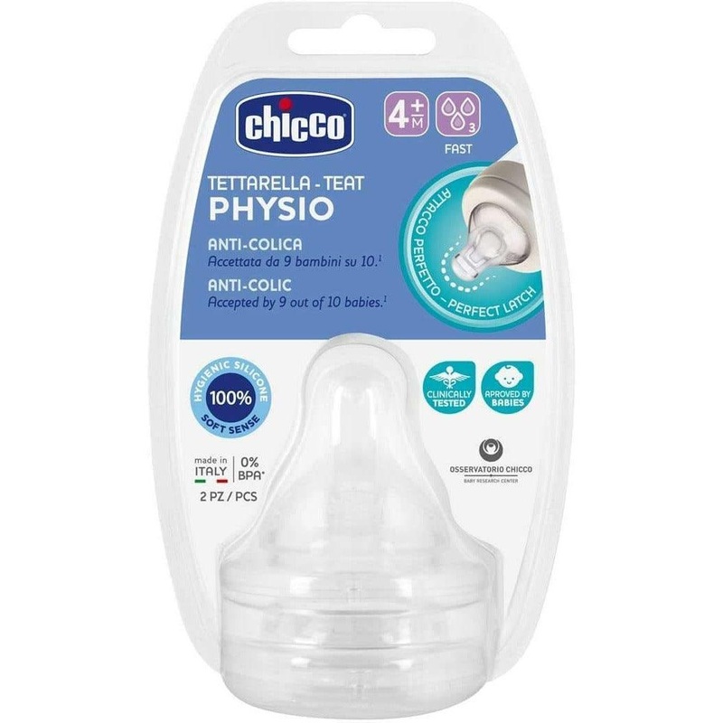 Chicco Perfect-5 Silicone Fast Flow Teat – 2 Pieces