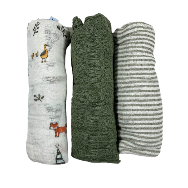 Little Unicorn Cotton Muslin Swaddles 3-Pack, Forest Friends 2
