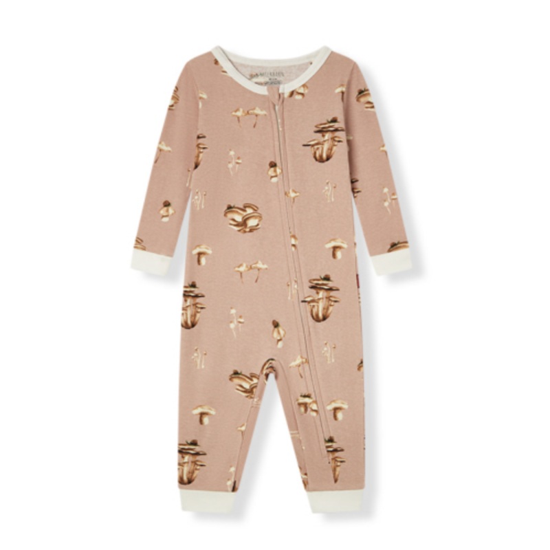 Milkbarn Mushroom Organic Cotton Zipper Pajamas