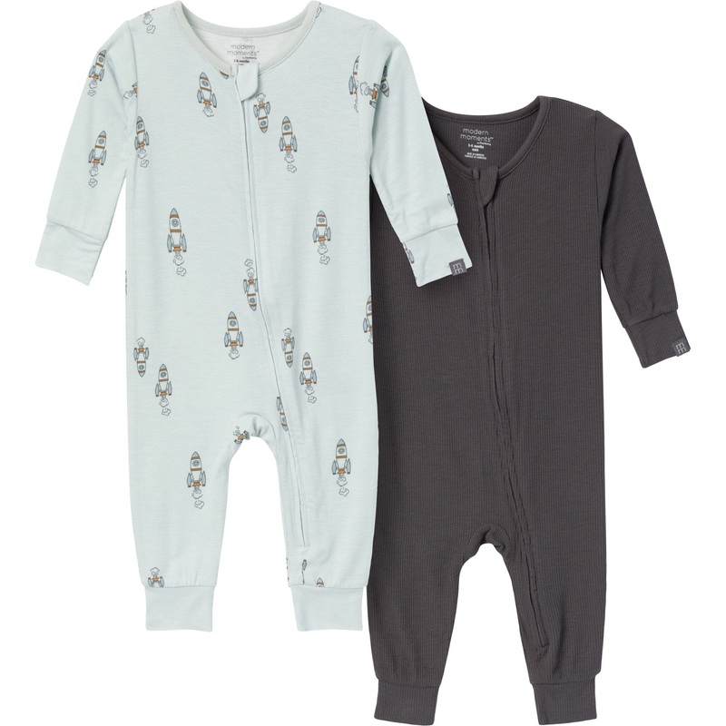 2-Pack Baby & Toddler Boys Light Sky Spaceship Viscose Snug Fitting Footless Pajamas