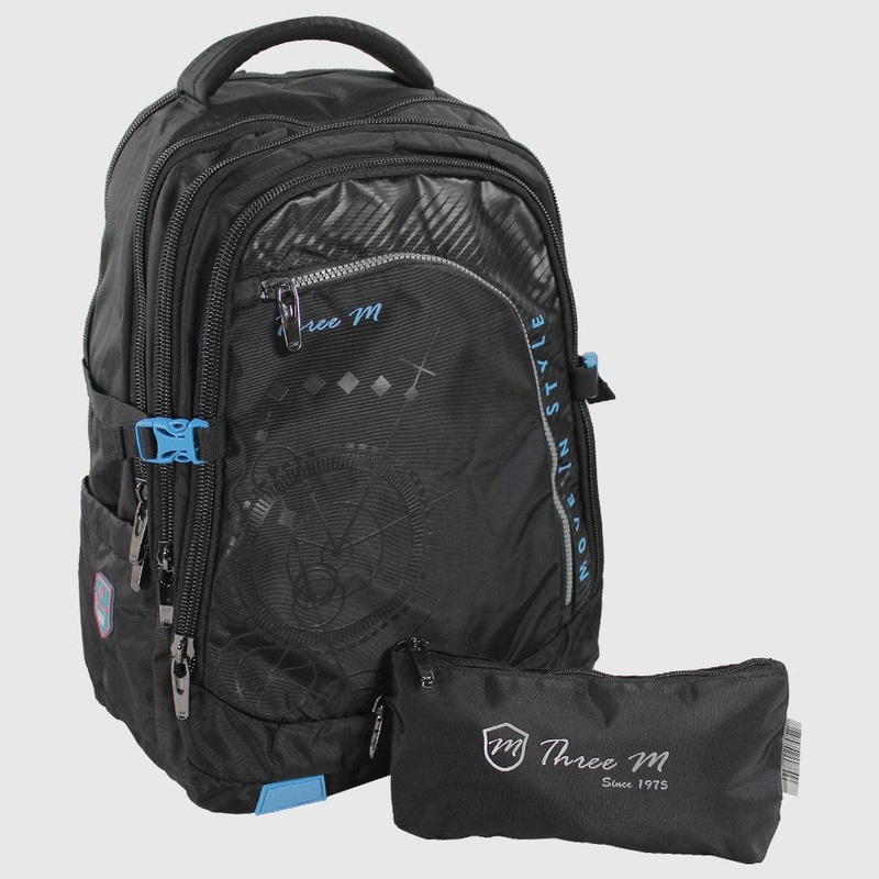 Black 20 Inches Backpack + Pencil Case
