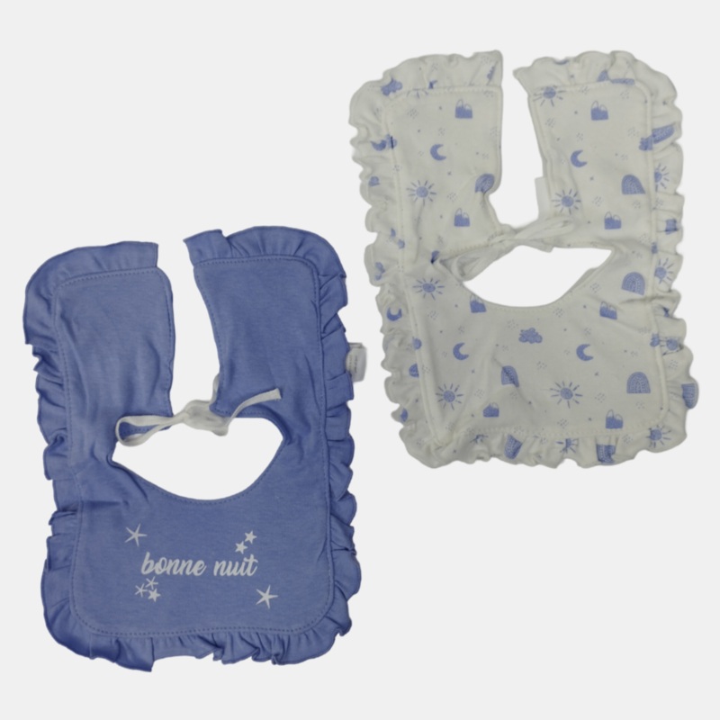 Light Blue & White Bonne Nuit Bibs (2-Pack)
