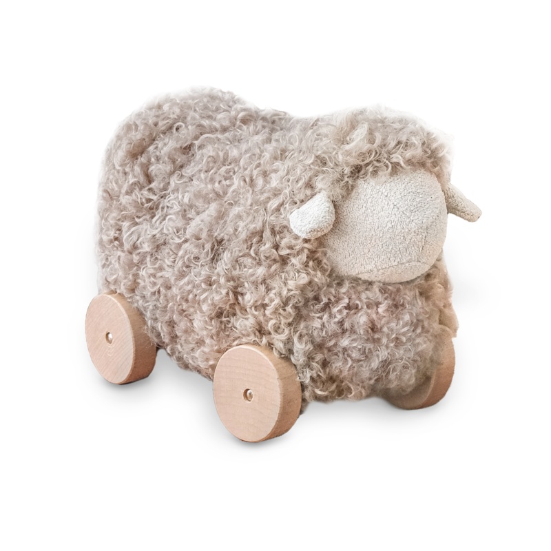 Little Lamb Kind Button Pull-along Sheep – Taupe
