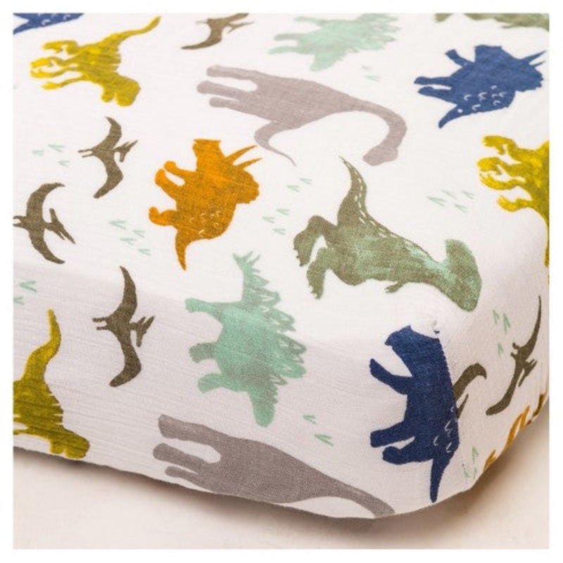 Little Unicorn Cotton Muslin Crib Sheet – Dino