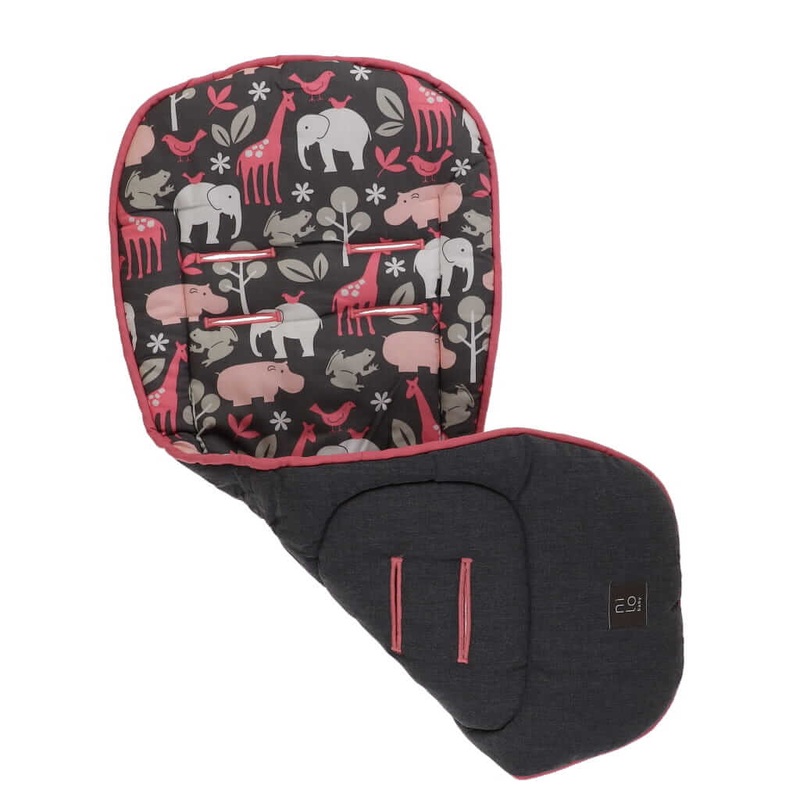 Long Stroller Mat Safari Animals Pink/Grey