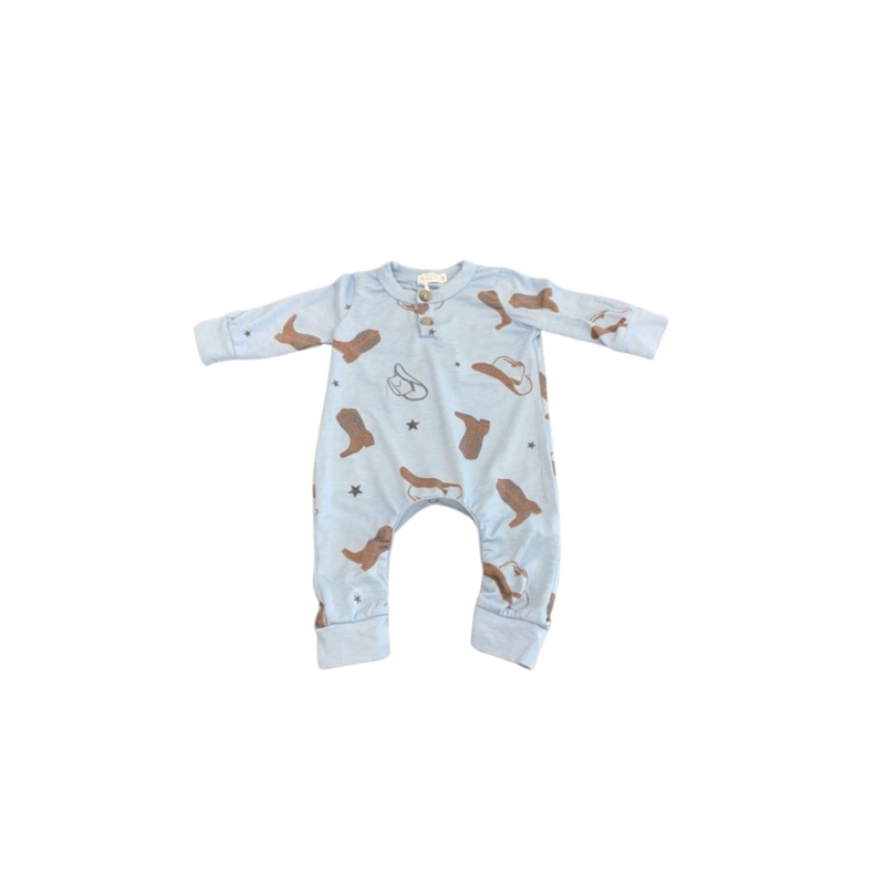 Longsleeve Henley Romper –  Cowboy