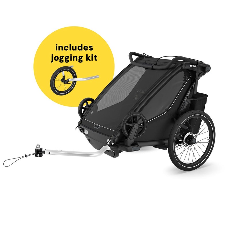Thule Chariot Sport 2 Double Multisport Bike Trailer + Stroller + Jogging Kit Bundle – Black