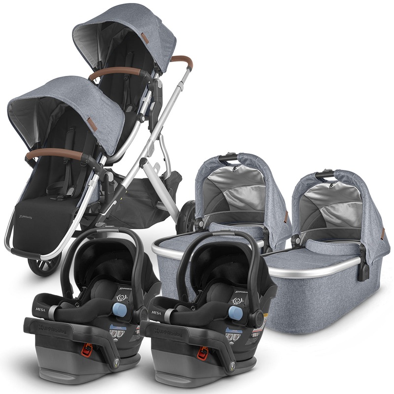 UPPAbaby VISTA V2 Twin Double Stroller + MESA Travel System Bundle – Gregory/Jake
