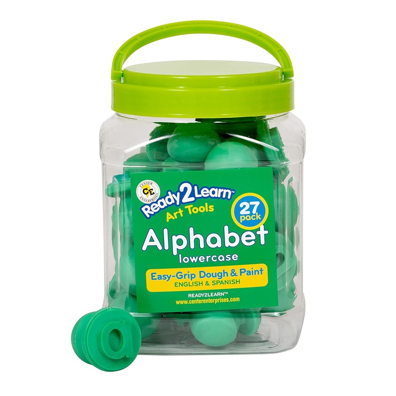READY 2 LEARN Easy Grip Dough and Paint Stampers – Lowercase Alphabet – Set of 27