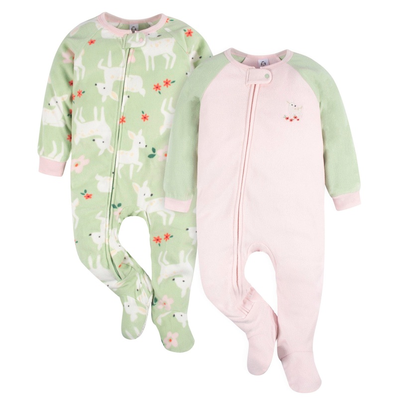 2-Pack Toddler Girls Deer Fleece Pajamas, 5T