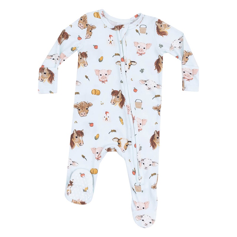 2 Way Zipper Footie Vintage Animals Faces
