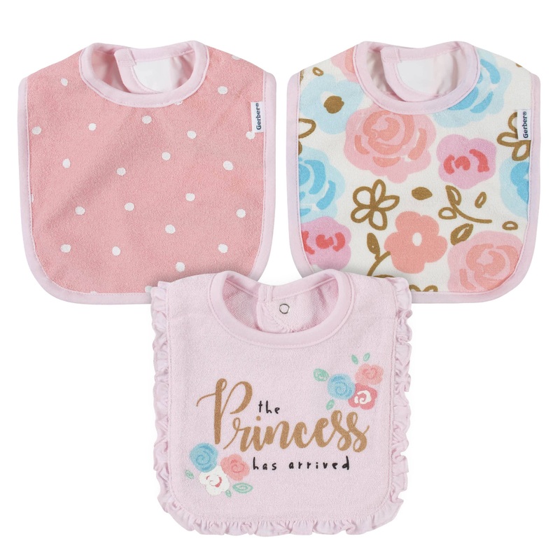 3-Pack Girls Princess Bibs