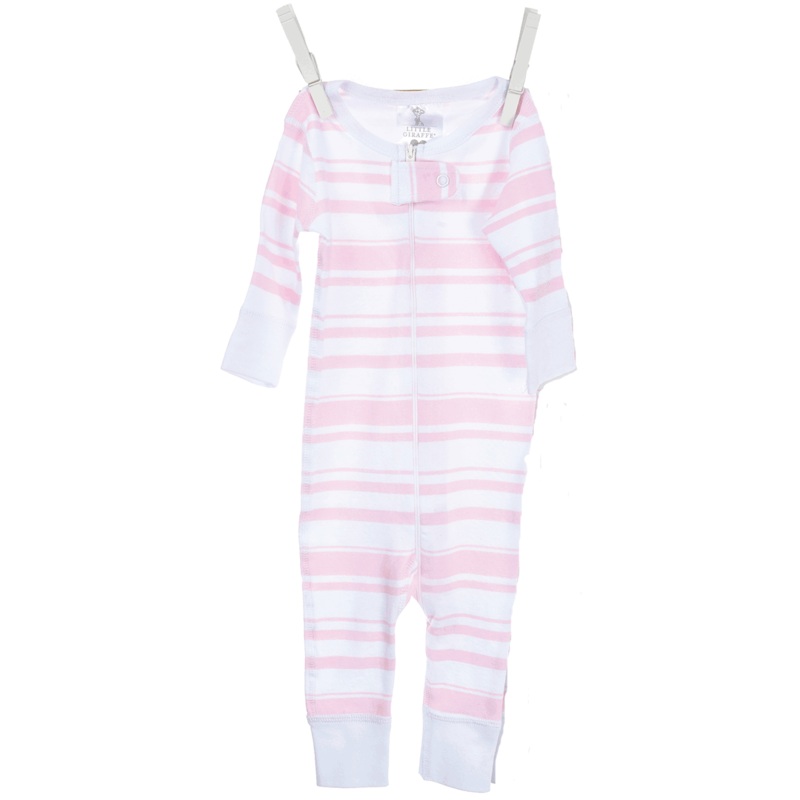 Little Giraffe Cotton Candy Stripe Romper in Pink – 0 to 6 Months