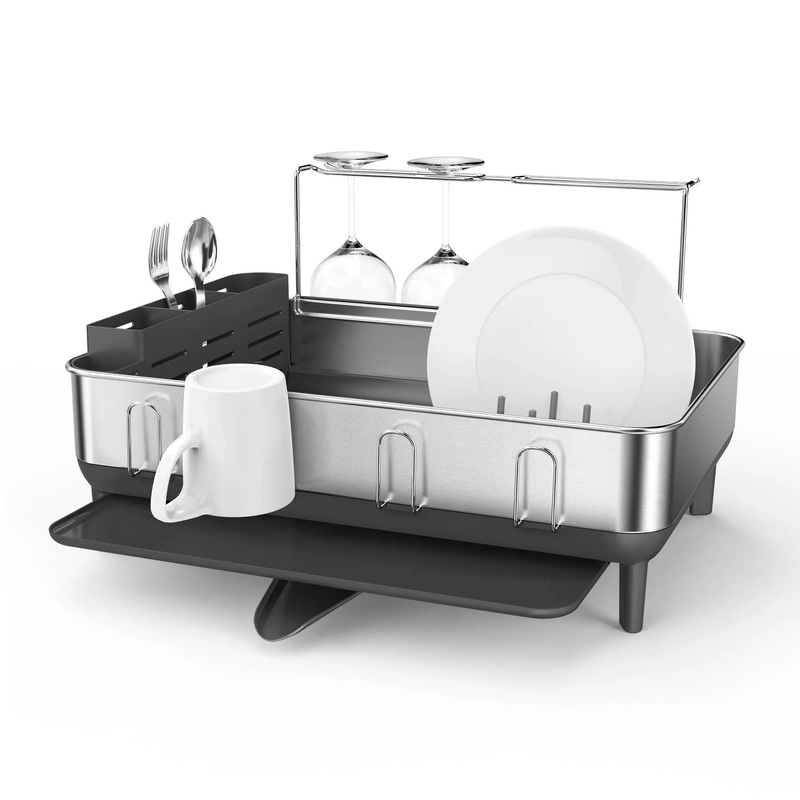 Stainless Steel Frame Dish Rack Large Gray