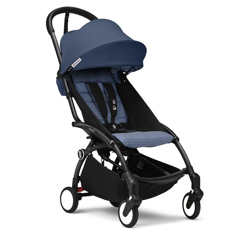 YOYO Travel Stroller Bundle – Black Frame/Air France Blue