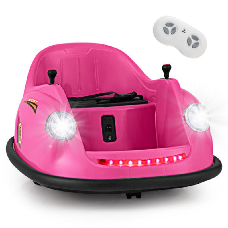 12V Electric Kids Ride on Bumper Car Battery Powered Bumping Car With Remote Control-Pink