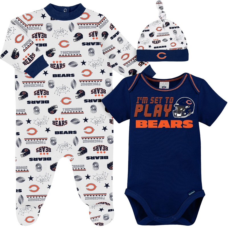 3-Piece Baby Boys Chicago Bears Bodysuit, Sleep ‘N Play, and Cap Set