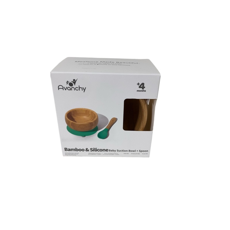 Avanchy Bamboo Bowl and Spoon Set, White