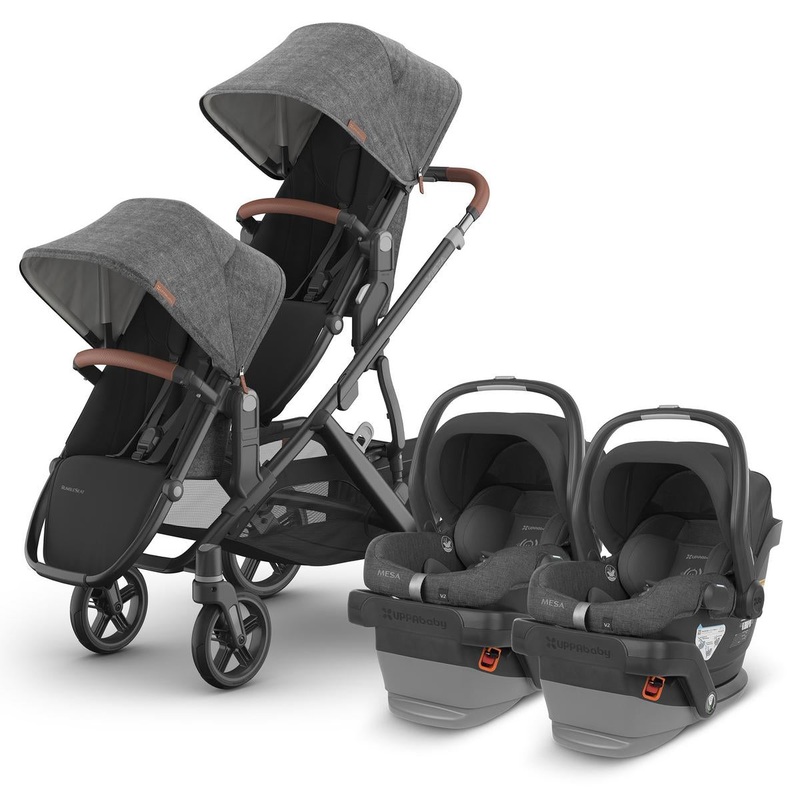 UPPAbaby Vista V3 Twin Stroller with RumbleSeat V3 + Mesa V2 Travel System Bundle – Greyson / Greyson