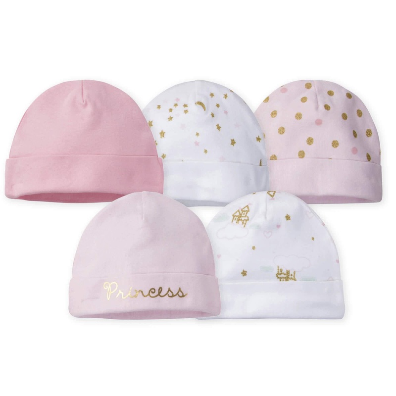 5-Pack Baby Girls Castle Caps