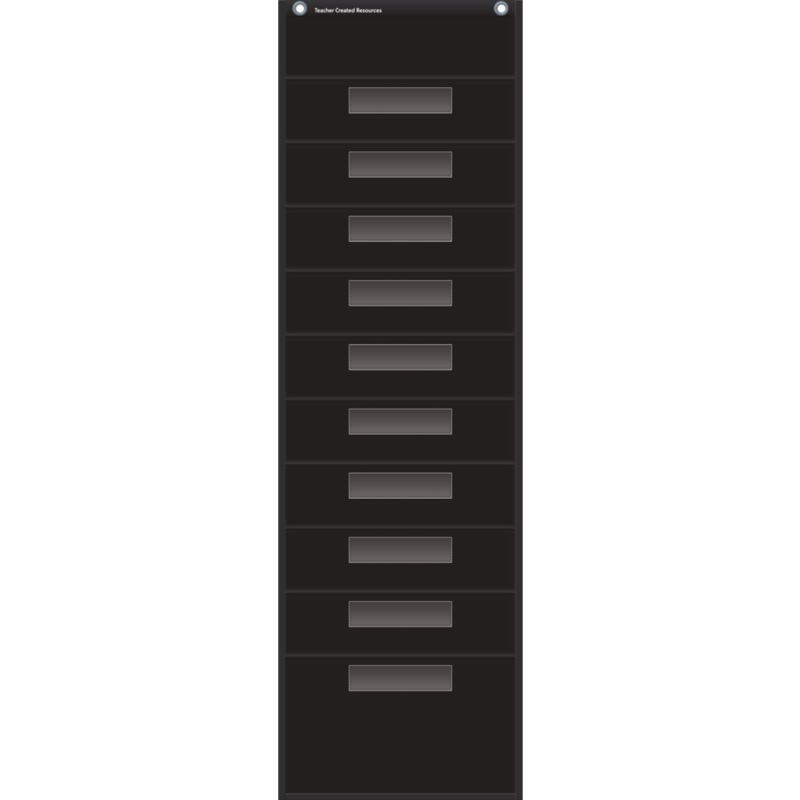 Black 10 Pocket File Storage Pocket Chart