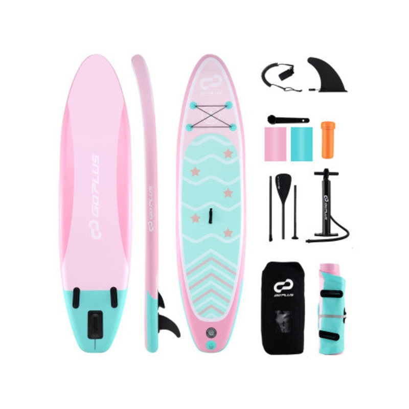 10 Feet Inflatable Stand Up Paddle Board With 3 Fins and Adjustable Paddle-S